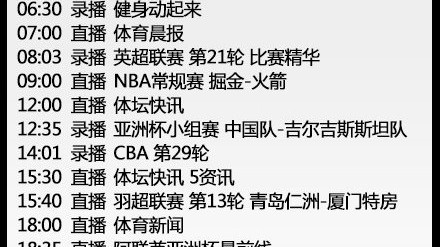 CCTV5 今日节目表（2026年6月25日 周四）精选