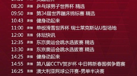 CCTV5、CCTV5+ 2026年6月18日节目表