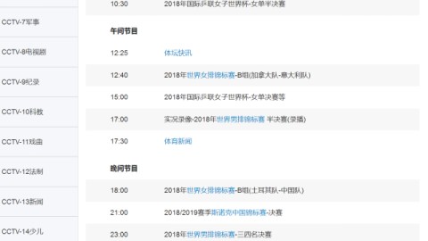 CCTV5最新节目表，中超英超CBA直播全覆盖，体育迷狂欢