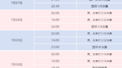 2024国乒赛事日程全览