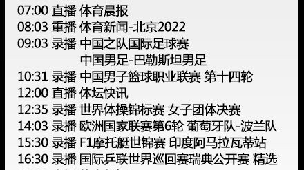 CCTV5体育频道节目表及赛事分析