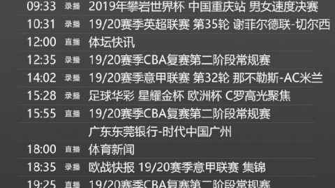 CCTV5今日CBA直播节目表，卫冕冠军辽宁男篮揭幕战重磅来袭
