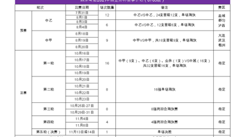 2021中国足协杯积分榜